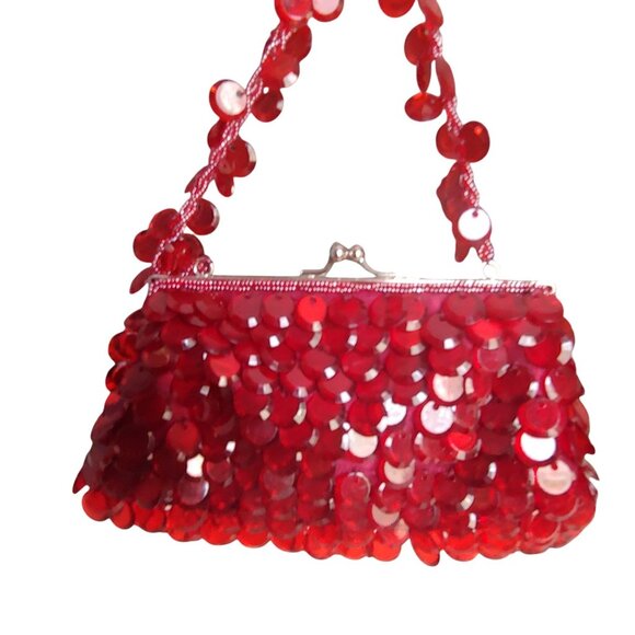 La Regale Gemstone Ruby Red Fun Sparkly Mini Dark Romantic Hand Bag - Picture 3 of 10